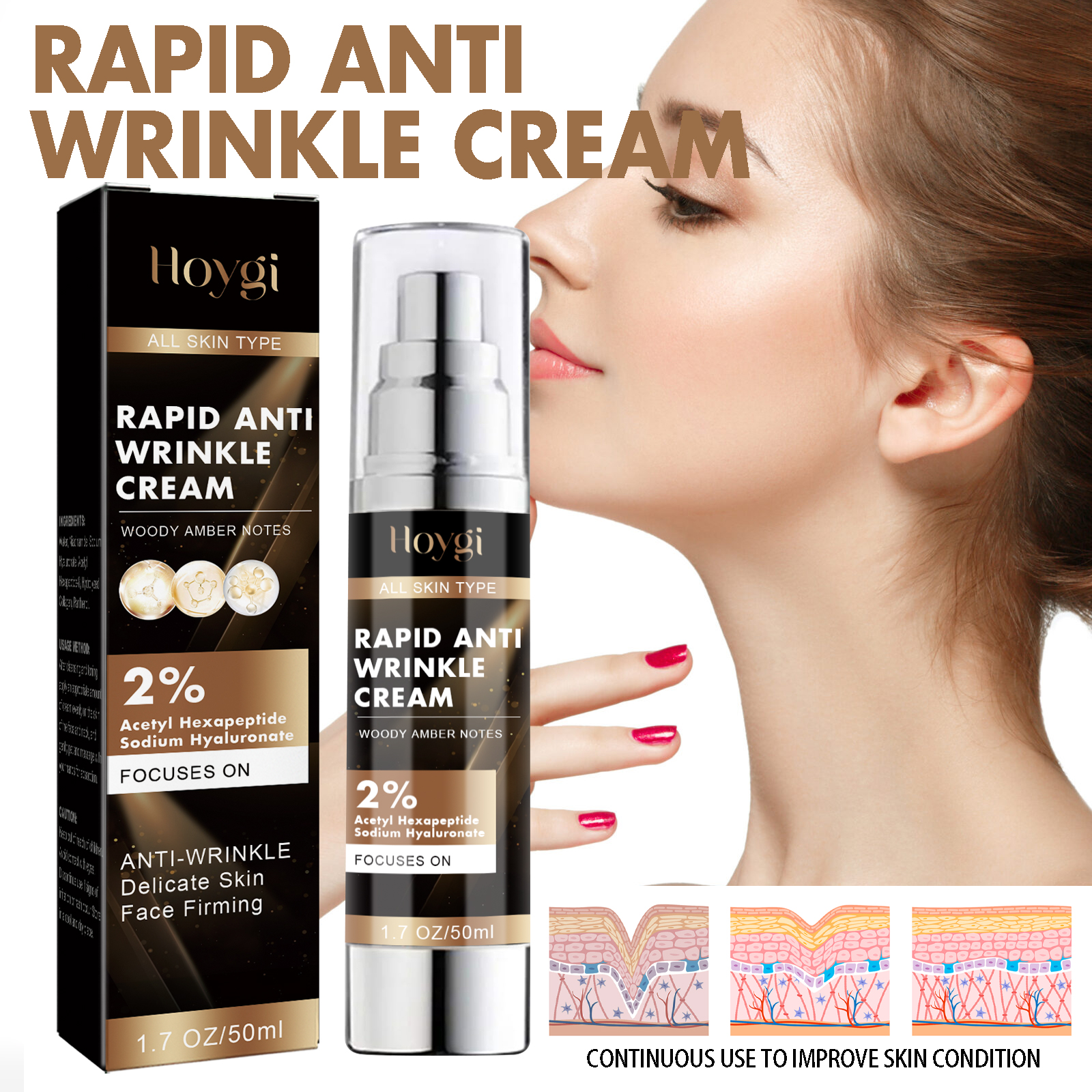 Hoygi Anti-Aging Face Cream: Lightens Fine Lines, Moisturizes, Brightens & Firms for Youthful Skin