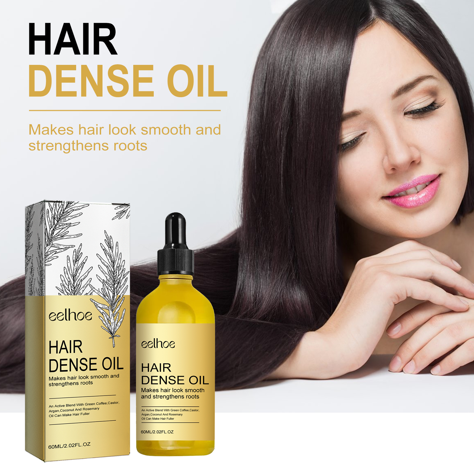EELHOE Rosemary Hair Treatment Oil for Scalp Cleansing, Volumizing, and Smoothing Dry, Frizzy Hair - Nourishing Conditioning Formula