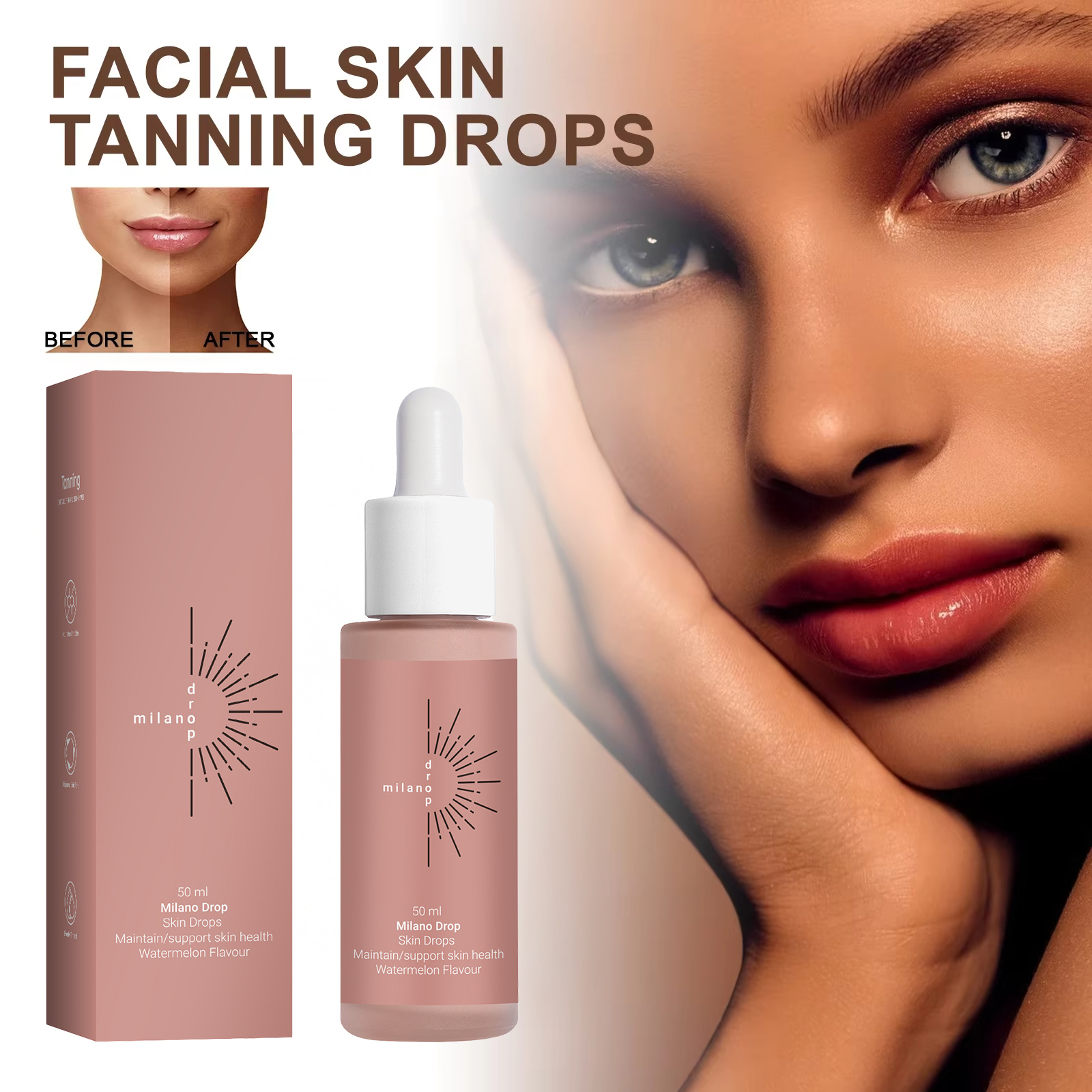 Ultimate Tanning Face Serum for Body & Bed - Dark Bronzer Drops for Fine Line Repair & Outdoor Glow