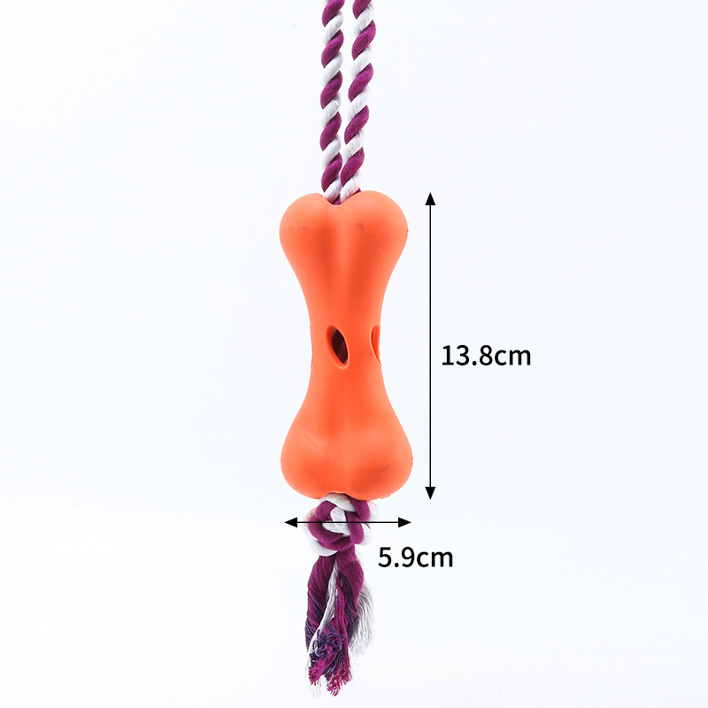 Interactive Pet Porous Leaking Bone Rope Knot Toy for Chewing & Boredom Relief - Perfect for Beef Strips & Cheese