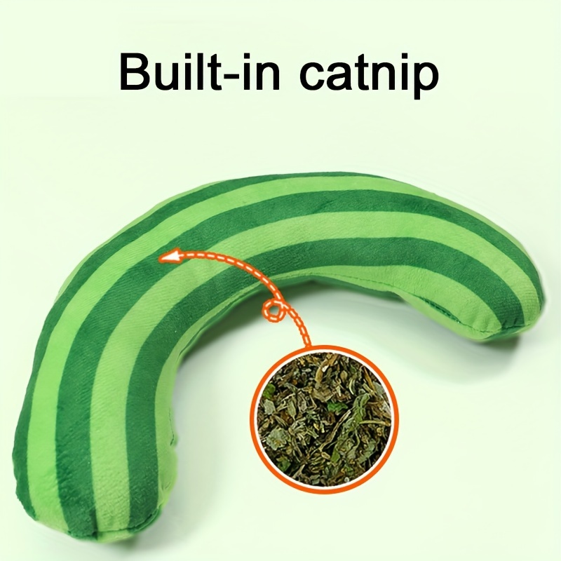 Cat Toy Set - Striped Pattern Cat Pillow with Built-In Catnip Noise Toy
