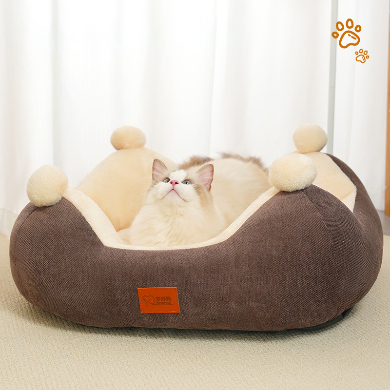 Cozy Winter Cat Nest - Open Rabbit Velvet Square Bed, Thick Pet Nest, All-Season Universal Pet Supplies