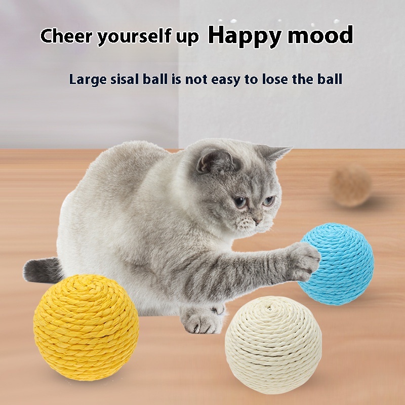 String Sisal Ball Self-Hi Relief Stuffy Playful Cat Toy for Fun