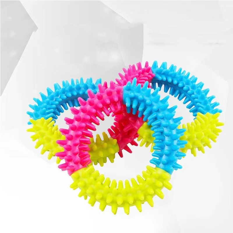 TPR Rubber Three-Color Thorn Ring - Durable, Bite-Resistant Dog Toys