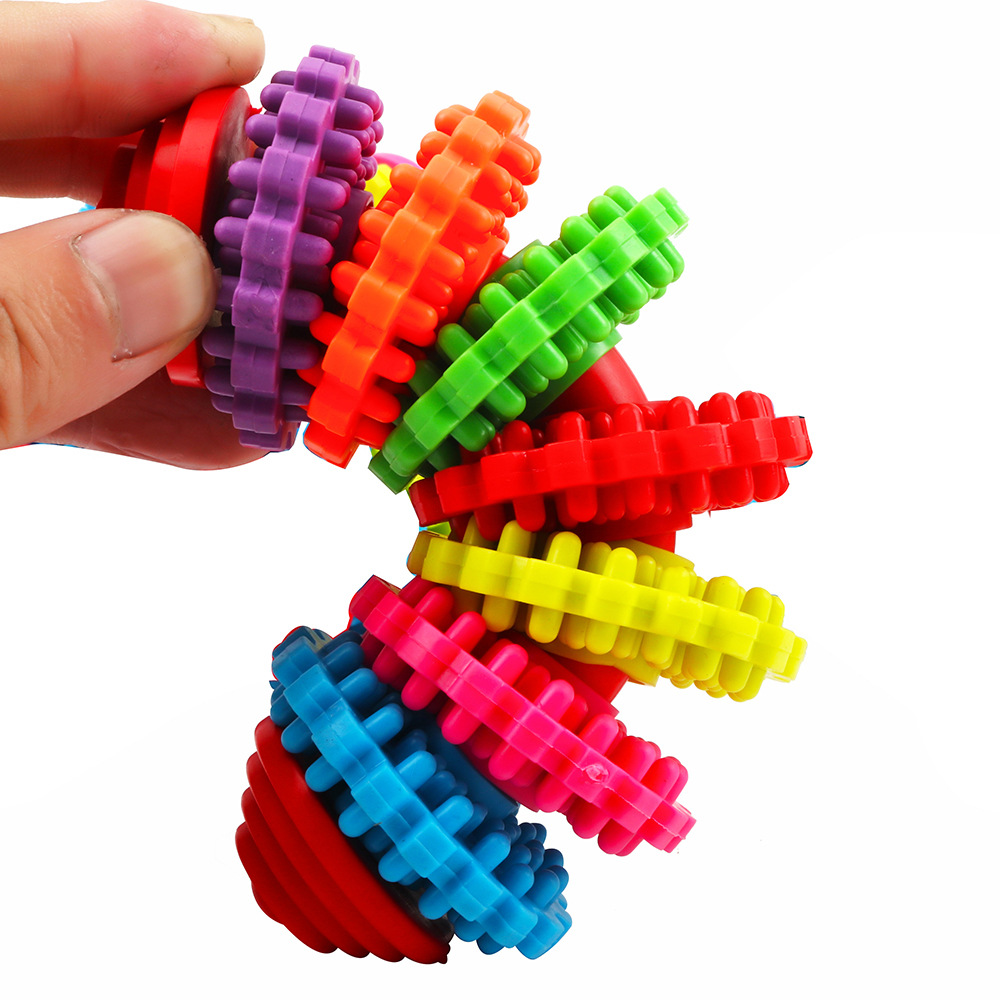 Colorful Rubber Gear Dog Toy Ball with Swivel Design for Fun Playtime