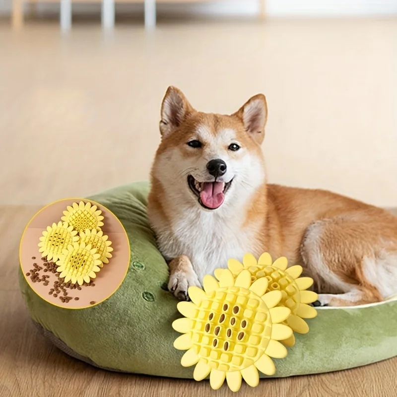 Durable Rubber Sunflower Dog Toys - Chewy Fun for Teething & Playtime | Perfect Puppy Accessories & Pet Products