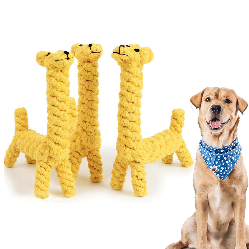 Giraffe Bite-Resistant Dog Chew Toys for Small Dogs - Puppy Teeth Cleaning Rope Knot Ball Toy for Playtime