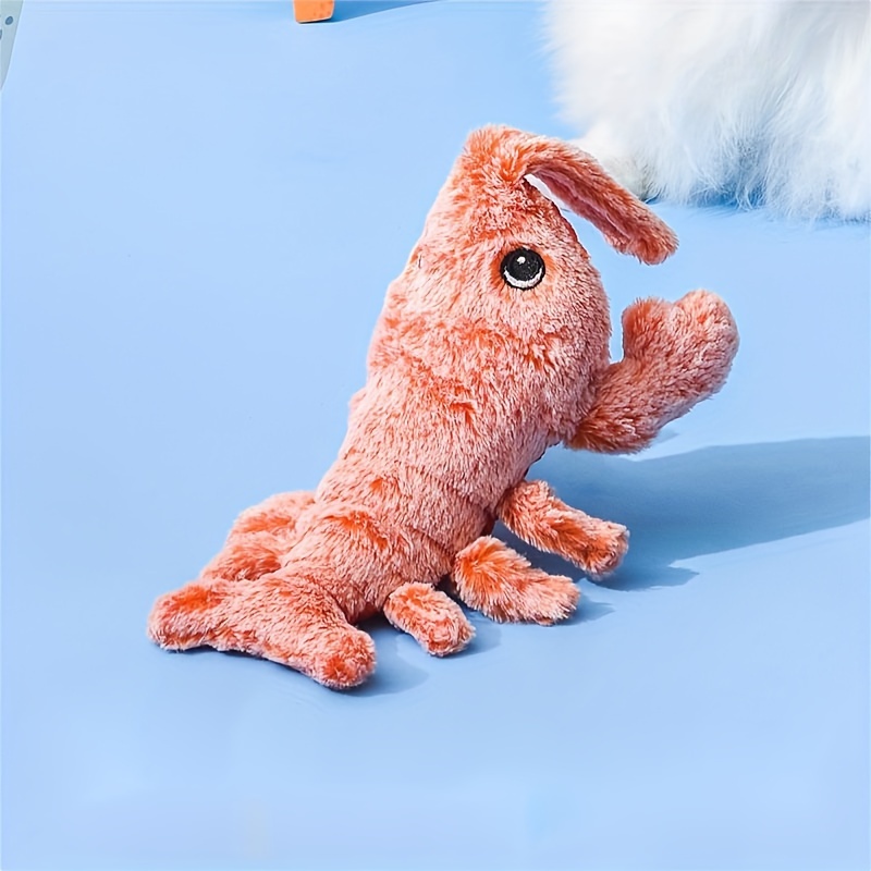 USB Charging Pet Gravity Shrimp Plush Toy - Interactive Lobster Cat & Dog Toy, Electric Jumping Simulation with Catnip