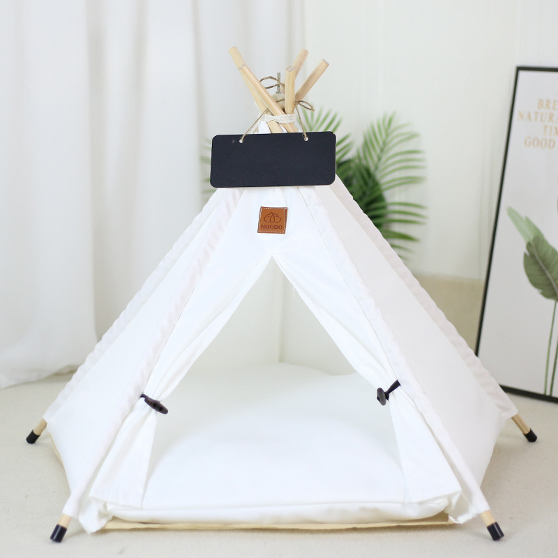Portable Pet Teepee Tent Bed for Dogs, Cats & Rabbits - Washable Indoor Puppy House with Cushion for Small Pets