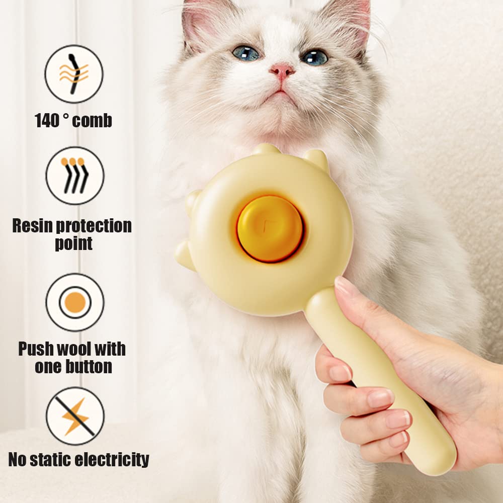 Pet Hair Cleaner Brush for Cats and Dogs - Grooming Brush with Release Button for Long or Short Hair & Pet Massage Comb