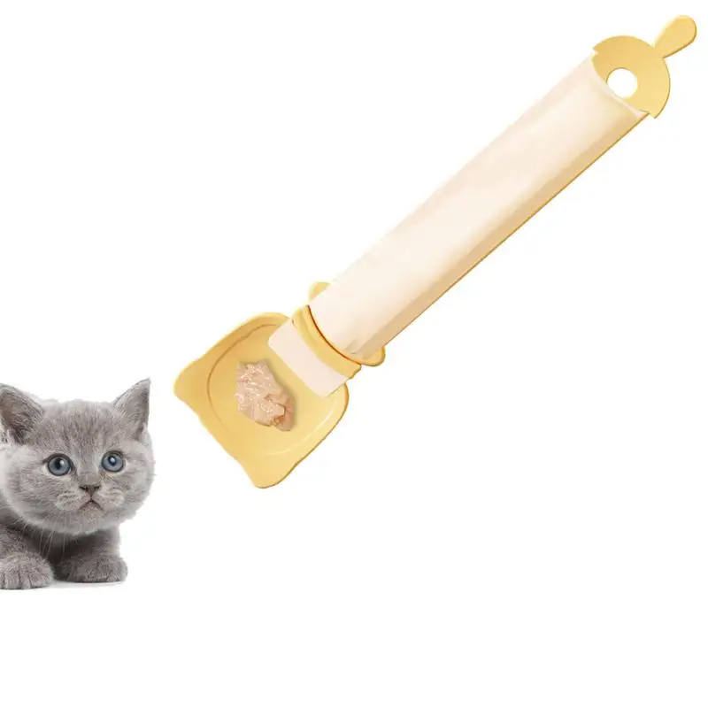Portable Cat Strip Feeder & Happy Spoon - Reusable Lickable Pet Feeding Spoon for Wet Food, Cat Food Accessories, and Cat Strip Squeeze Spoon