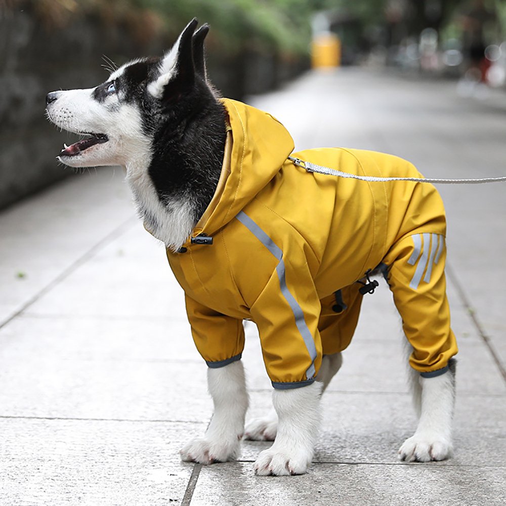 Reflective Waterproof Dog Raincoat with Hood & Leash Hole - Lightweight Rain Jacket for Small to Medium Dogs, Perfect Puppy Apparel