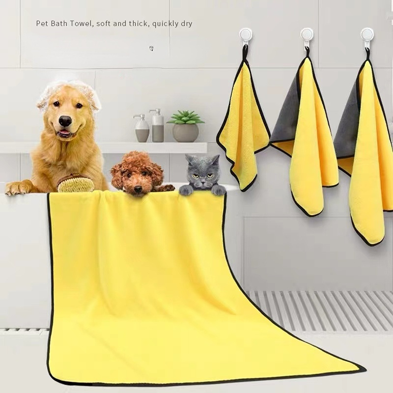 Super Absorbent Dog Towels for Quick Drying | Soft Microfiber Bath Towel for Dogs & Cats - Perfect Pet Robe in Yellow