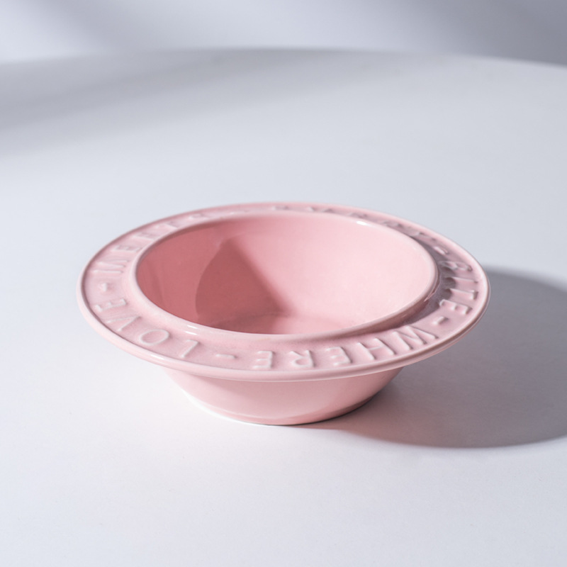 UFO Ceramic Cat and Dog Bowl with Rack for Neck Protection and Anti-Tumble Stability