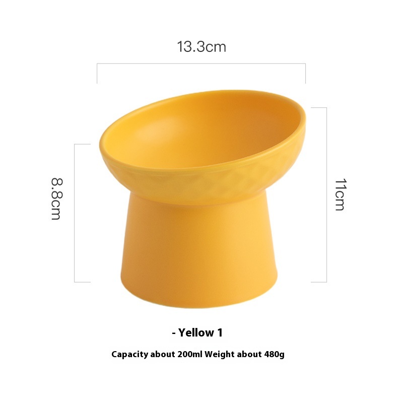 Oblique Mouth High Foot Candy Color Cat Bowl for Stylish Pet Dining
