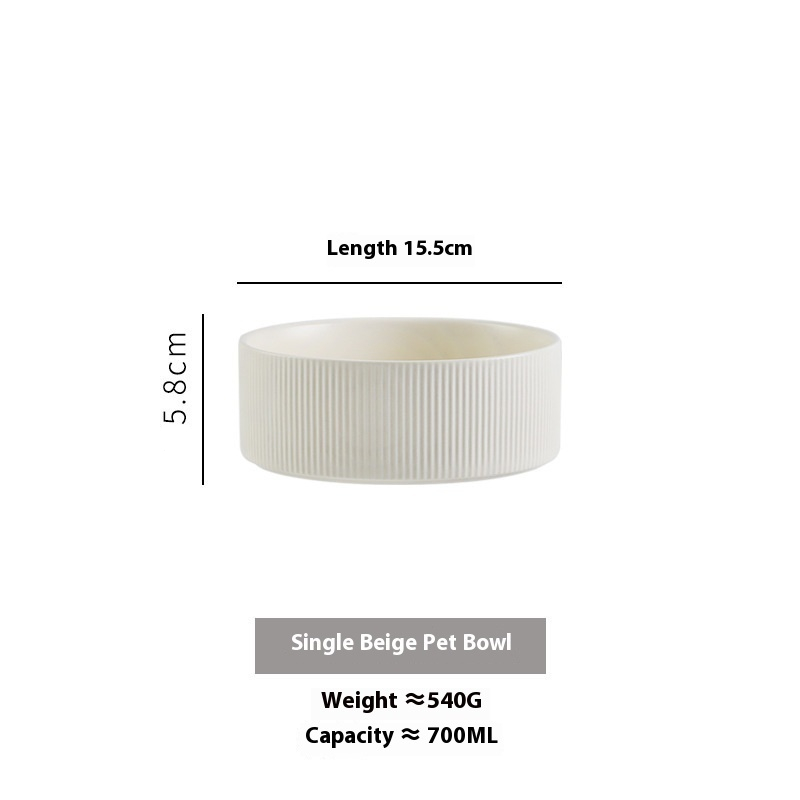 Pet Simple Wooden Frame Anti-Tumble Ceramic Bowl - Durable & Stylish Design