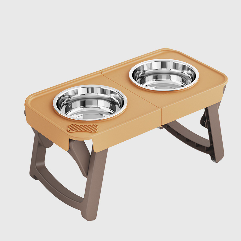 Elevated Non-Slip Folding Pet Bowl - Stainless Steel for Dogs' Food and Water