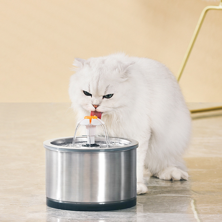 Stainless Steel Cat and Small Flower Drinking Bowl - Dog Water Fountain
