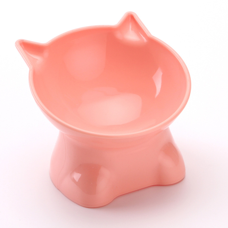Nordic Style Pet Bowl with High Foot and Anti-Tumble Design - Protective Cervical Kneeling Plastic Oblique Mouth