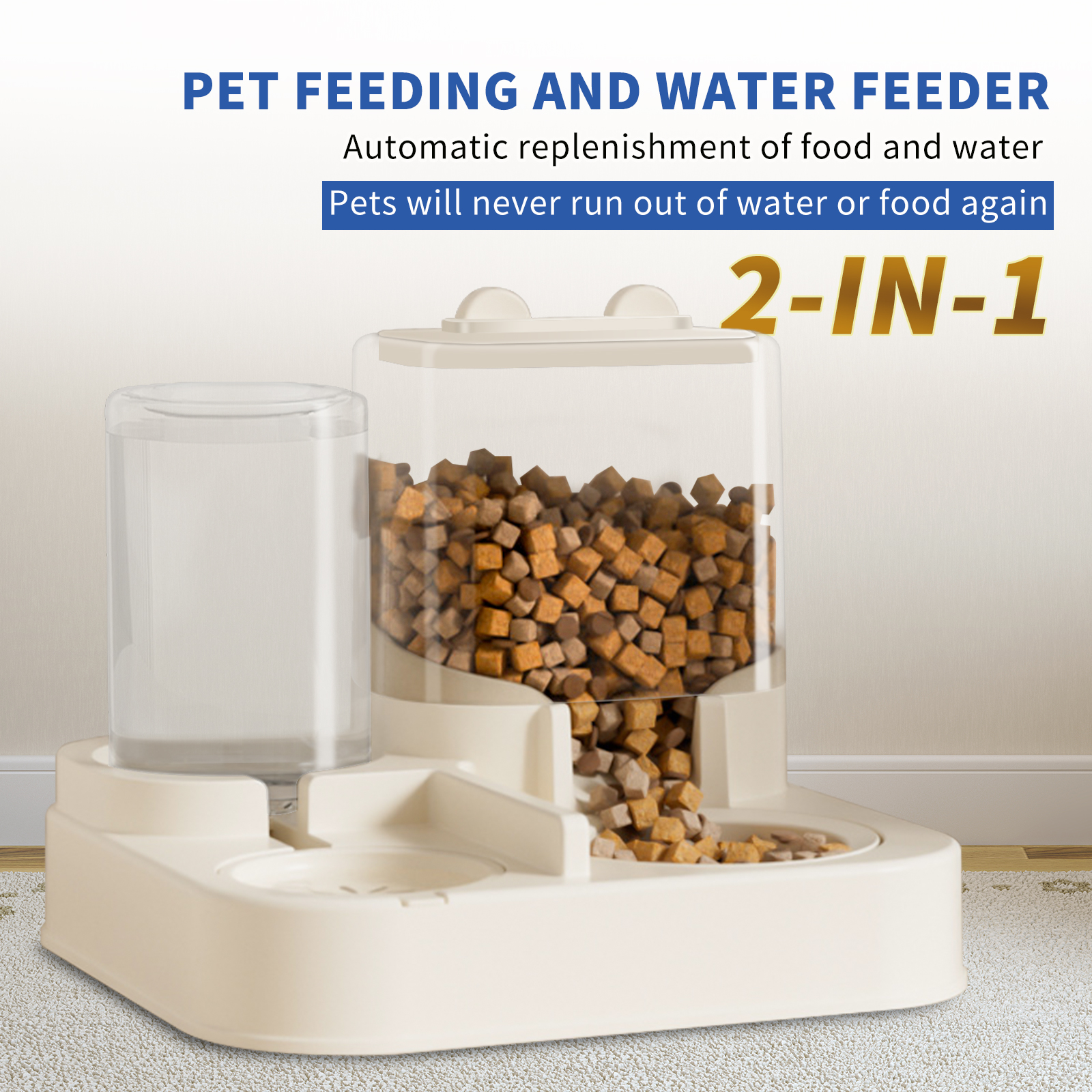 Clear and Visible Pet Feeding and Drinking Dispenser - Automatic Food & Water Refills for Stress-Free Travel and Enjoyable Mealtimes for Pets