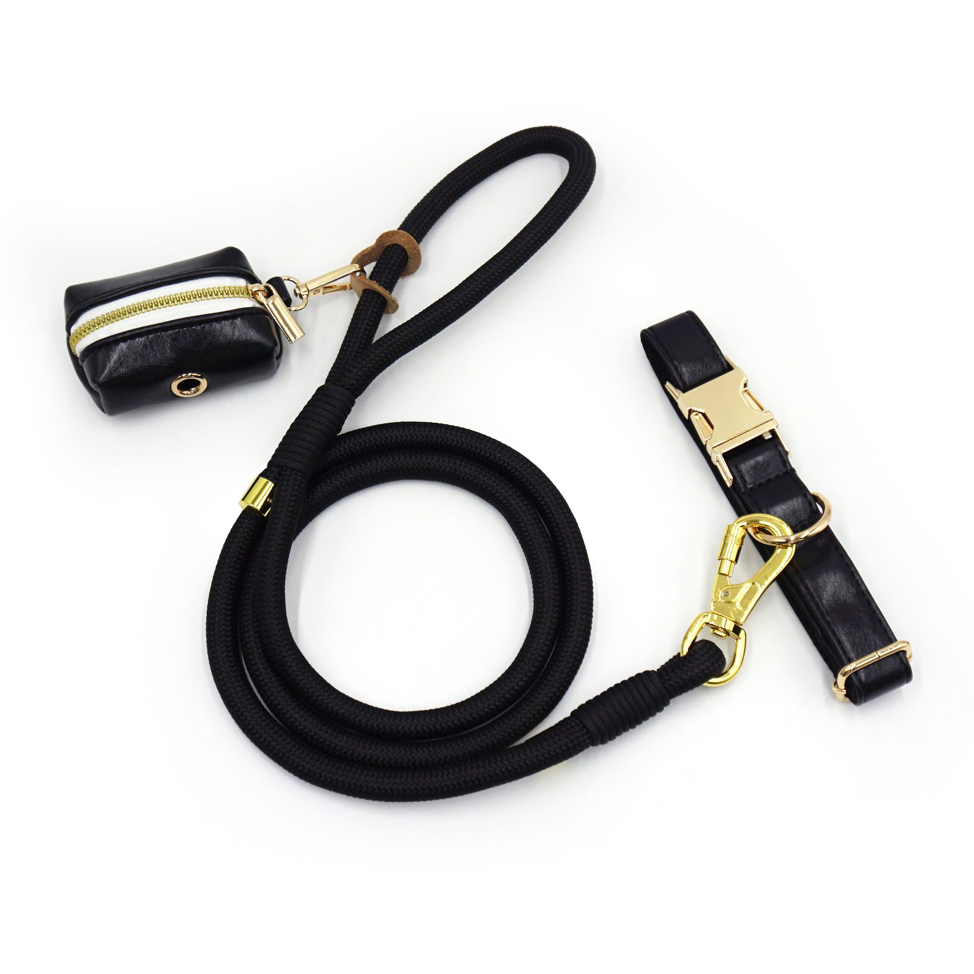 Durable Hand-woven Leather Round Rope Dog Leash - Strong & Stylish