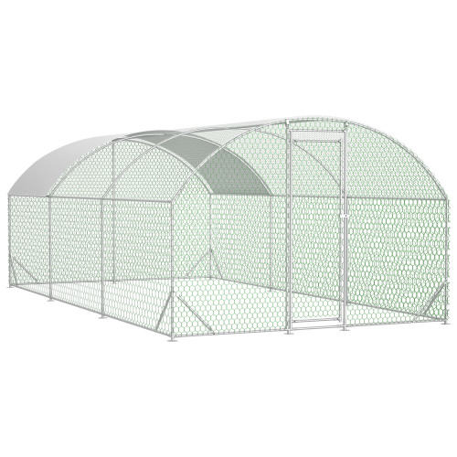 Spacious Metal Chicken Coop with Waterproof & Anti-UV Cover - Dome-Shaped Walk-In Fence Cage for Outdoor and Yard Farm Use, 1 Tube Diameter, 9.84 X 19.68 X 6.56