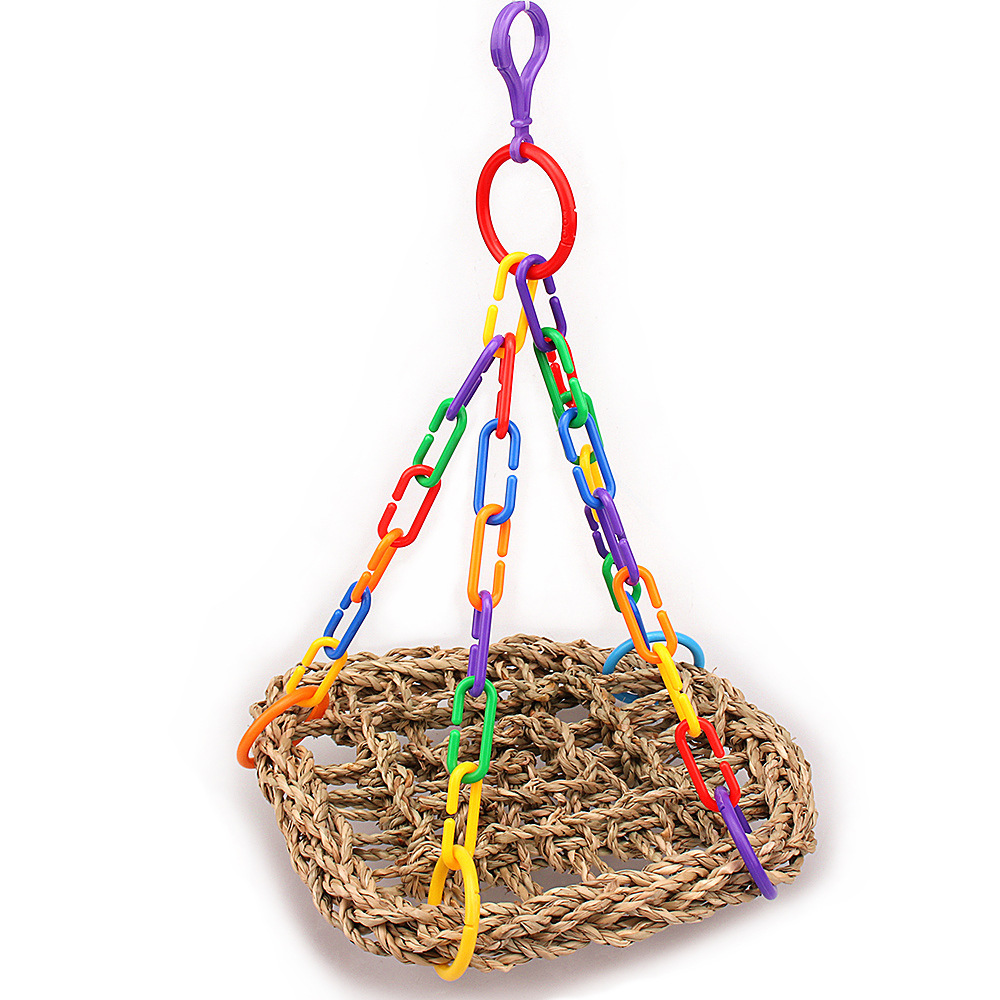 Parrot Swing with Toy Bird Grass Net - Perfect for Playtime Fun!