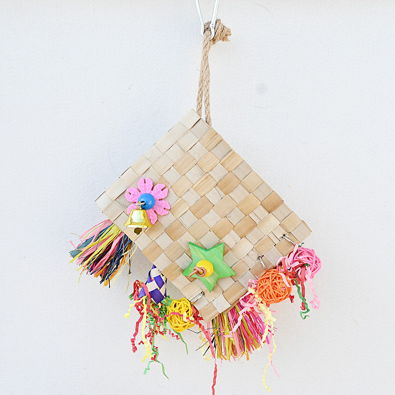 Parrot Bird Toy - Palm Leaf Weaving Foraging Bag for Engaging Play