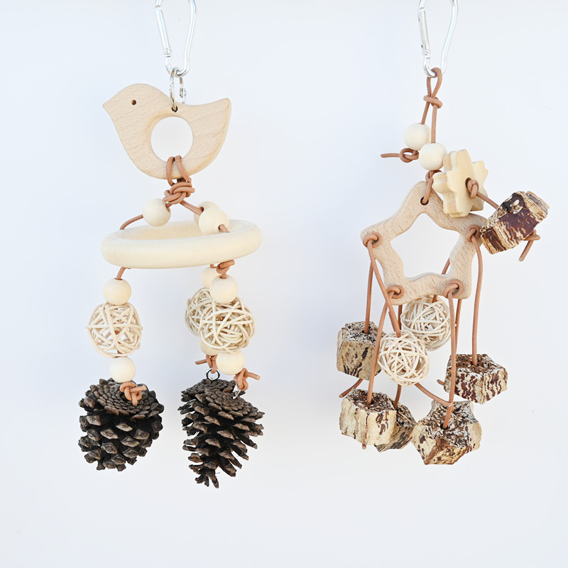 Natural Wooden Parrot Bird Toy - Fruit Molar Relief and Stuffy Supplies