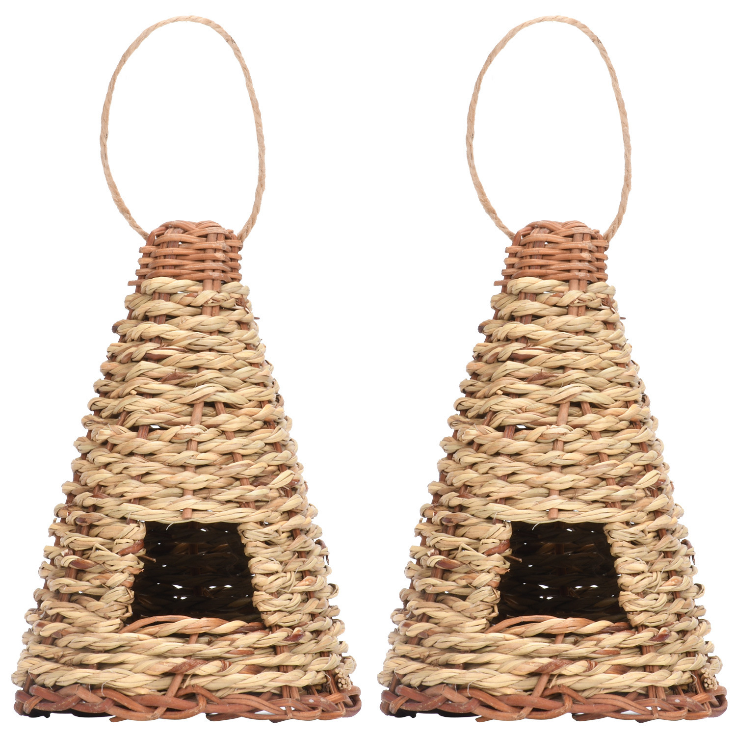 Stylish Flat Bottomed Grass Woven Bird's Nest for Horticultural Decor