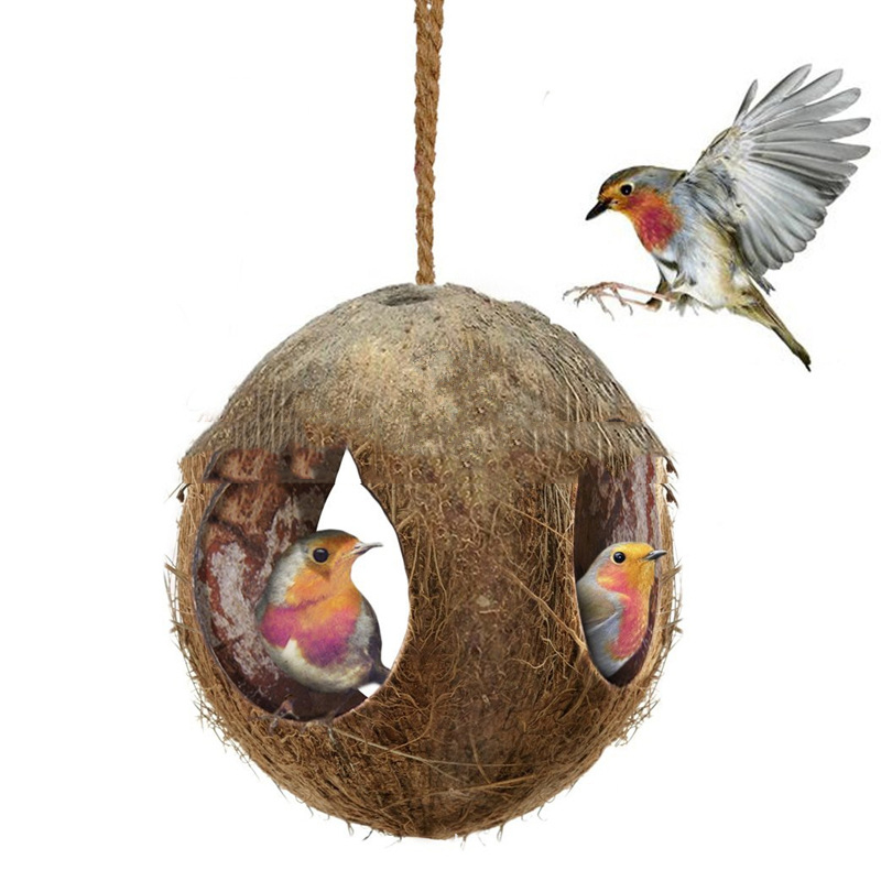 Stylish Coconut Shell Bird Nest Feeder – Perfect for Backyard Birds