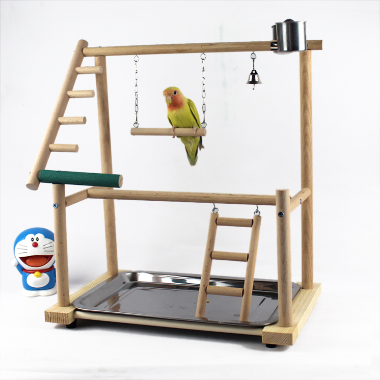 Bird Stand Desktop Training Cockatiel Playground Toy - Swing & Climbing Ladder Gear Supplies for Birds