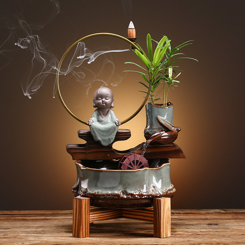 Mini Self-Circulating Ceramic Fish Tank Aquarium for Creative Living Room Decor