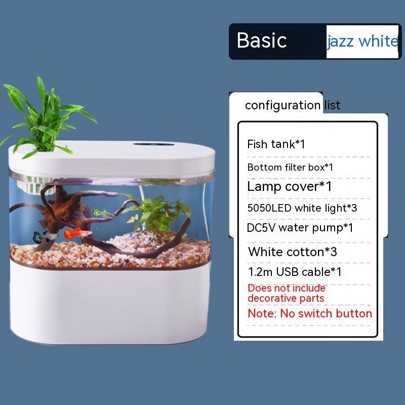 Mini Self-Circulating Aquarium Eco Landscape - Compact Desktop Fish Tank for Home