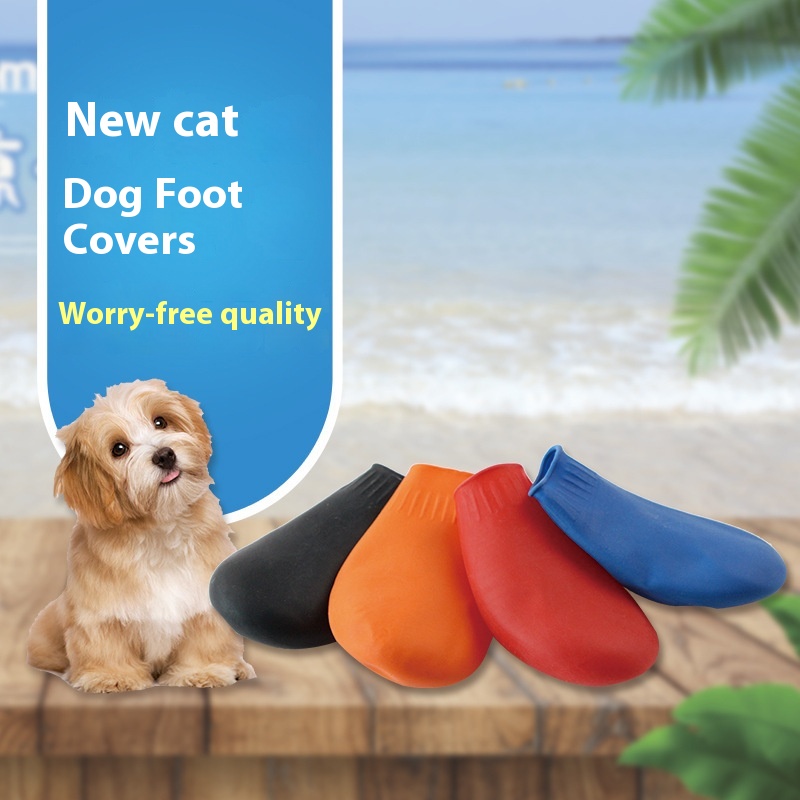 Durable Waterproof Rubber Foot Strap Shoe Covers for Pets