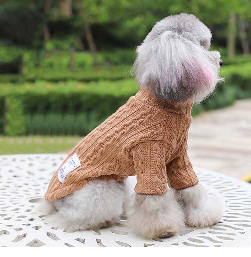 Cozy Pure Color Knitted Dog Sweater for Autumn and Winter Wear