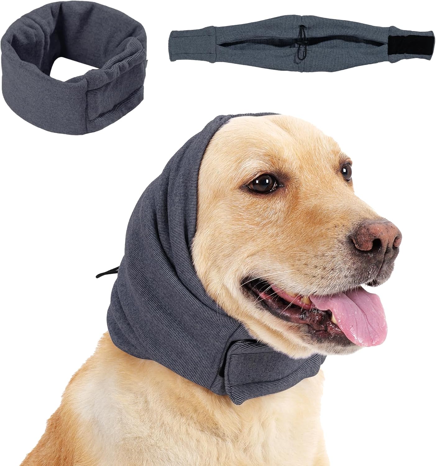 Dog Calming Hoodie with Adjustable No Flap Shake Ear Wraps for Noise Protection, Ear Muffs for Dog Anxiety Relief, Hematoma, Grooming, and Force Drying