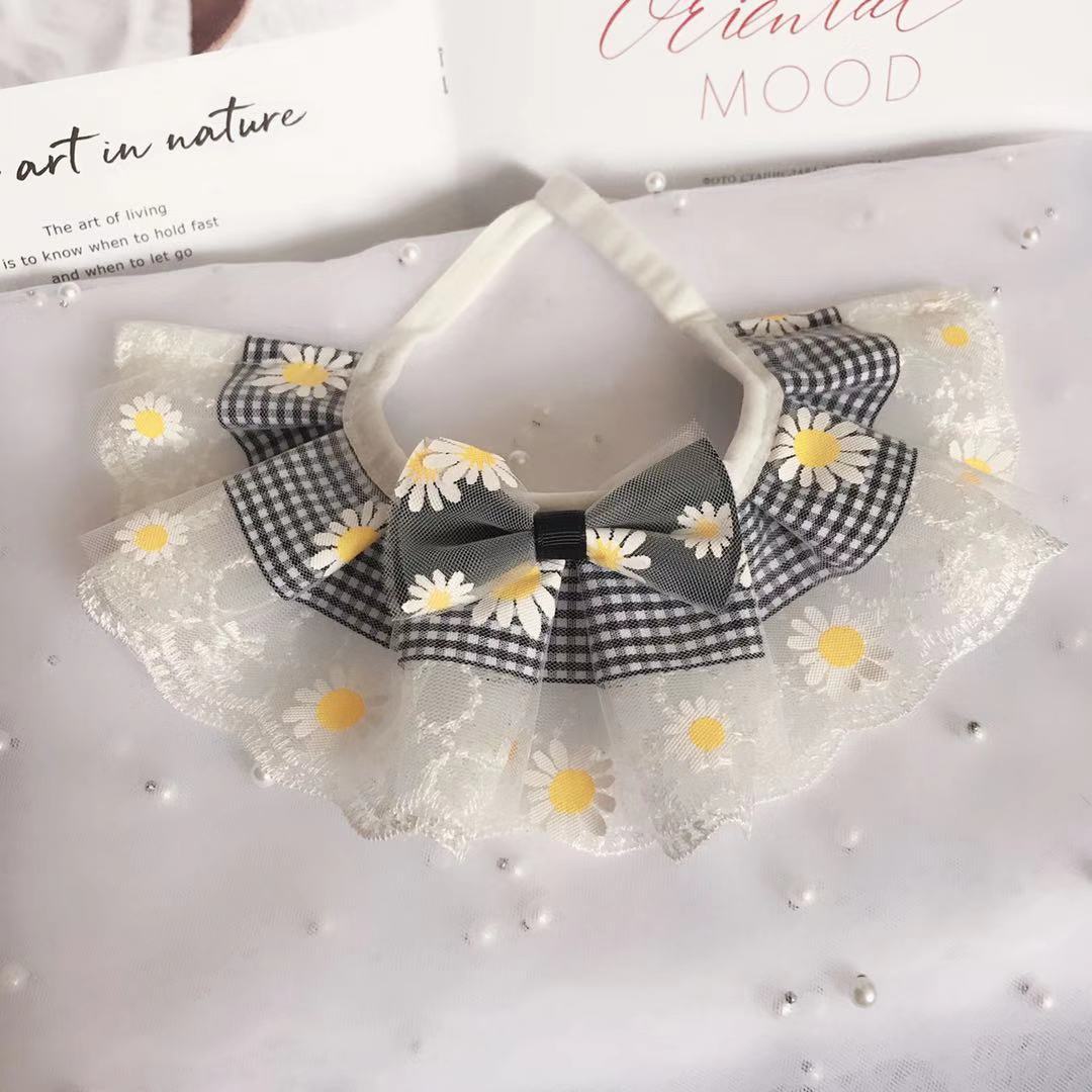 Adorable Pet Lace Trim Scarf - Stylish Saliva Towel for Pets