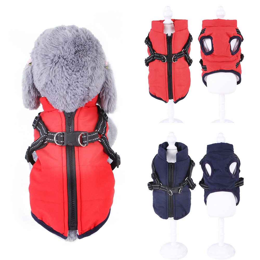 Pet Waistcoat with Chest Strap - Plus Velvet Thickened Warm Clothing for Autumn and Winter Traction
