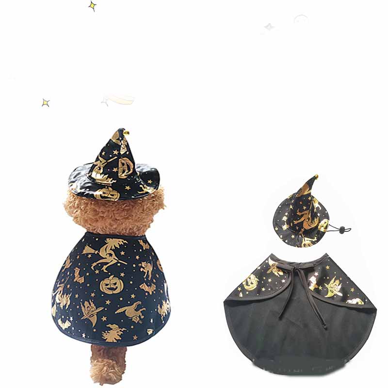 Pet Halloween Wizard Cloak Set with Fun Print - Spook-tacular Costume!