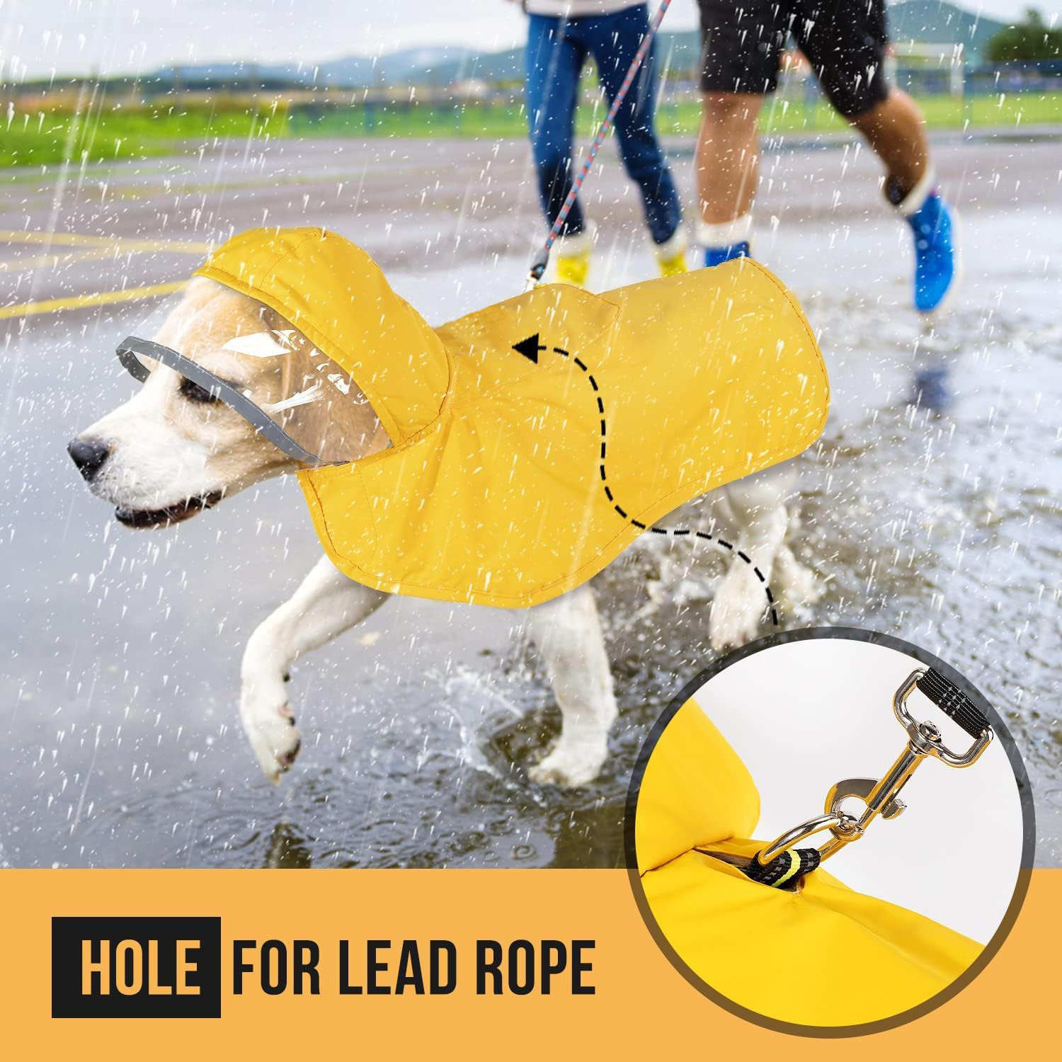 Waterproof Dog Raincoat - Soft & Breathable Hooded Jacket for Small Dogs with Transparent Cap to Protect Belly