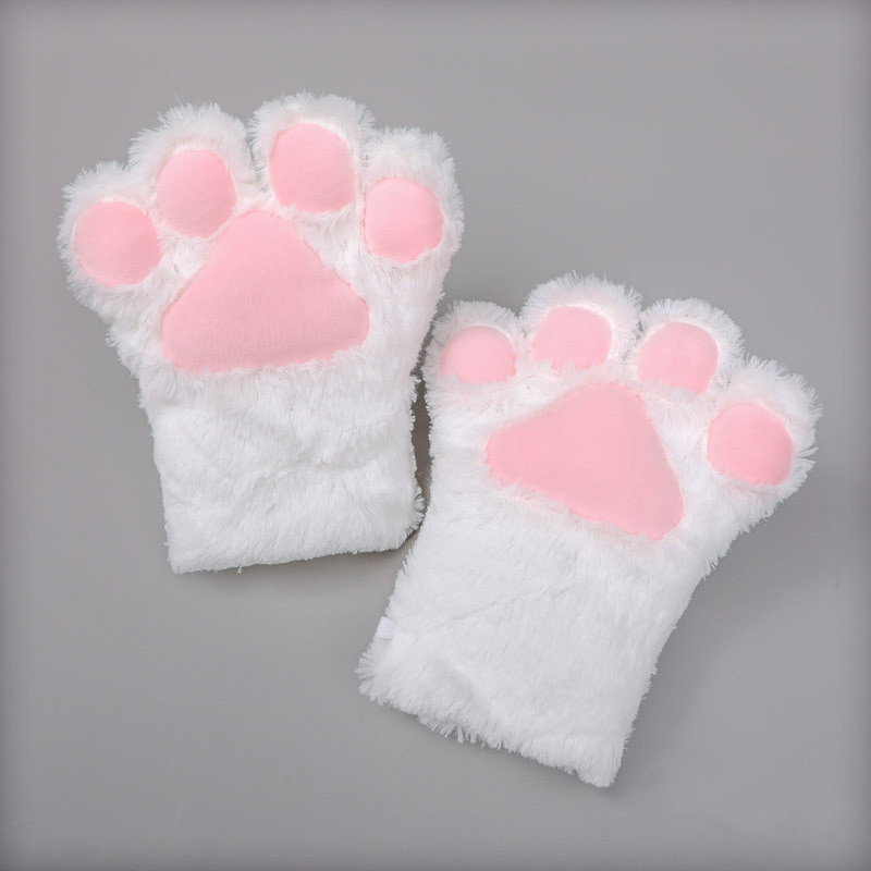 Adorable Japanese Plush Cat Paw Gloves for Cosplay and Performance Props