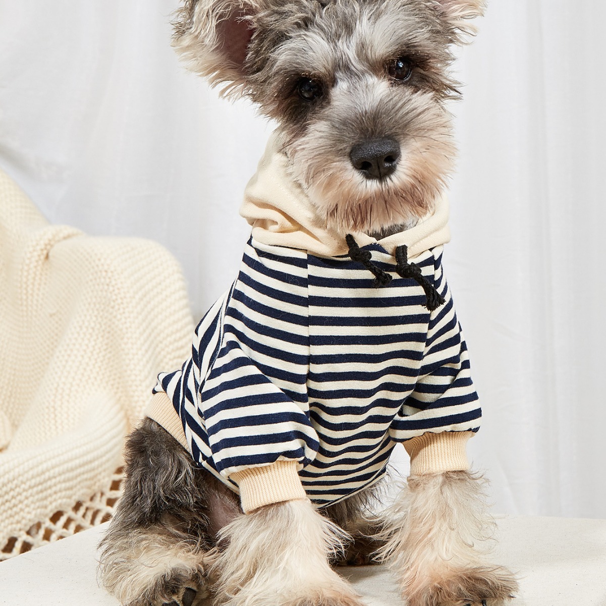 Stylish Pet Striped Sweater - Hooded Dog Fashion Apparel for Trendy Pets