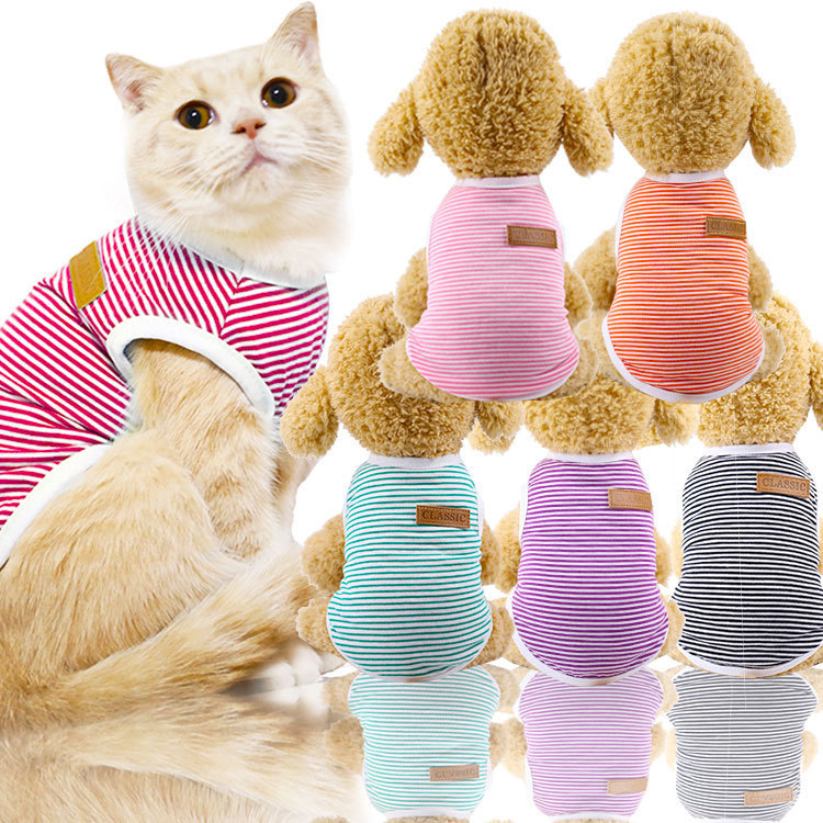 Stylish Cotton Striped Vest for Dogs and Cats - Small, Medium, Large Sizes