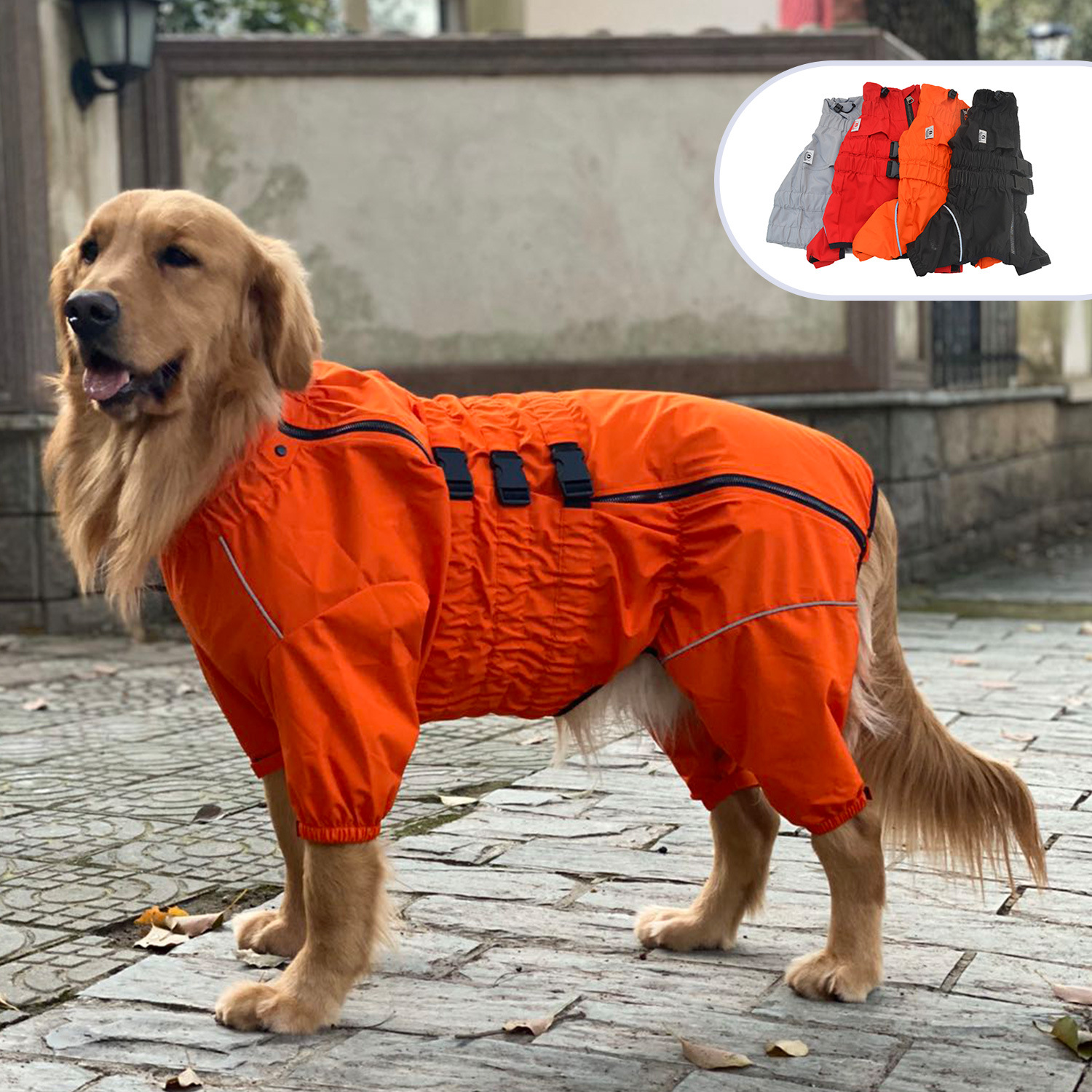 Durable Outdoor Four-Legged Dog Raincoat - Stylish Pet Clothing for All Weather