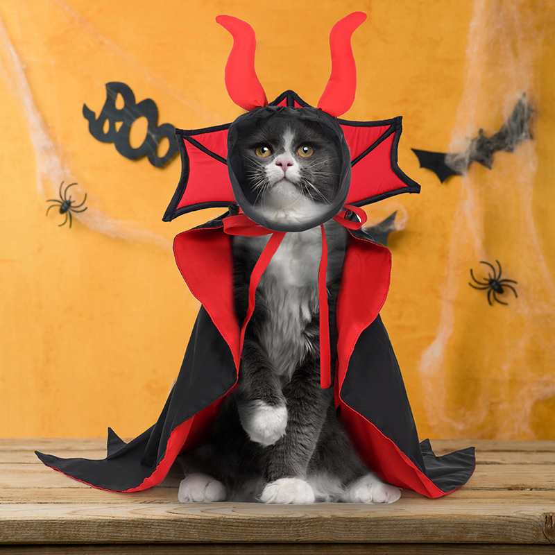 Halloween Pet Vampire Cloak and Hat Costume for Festive Celebrations