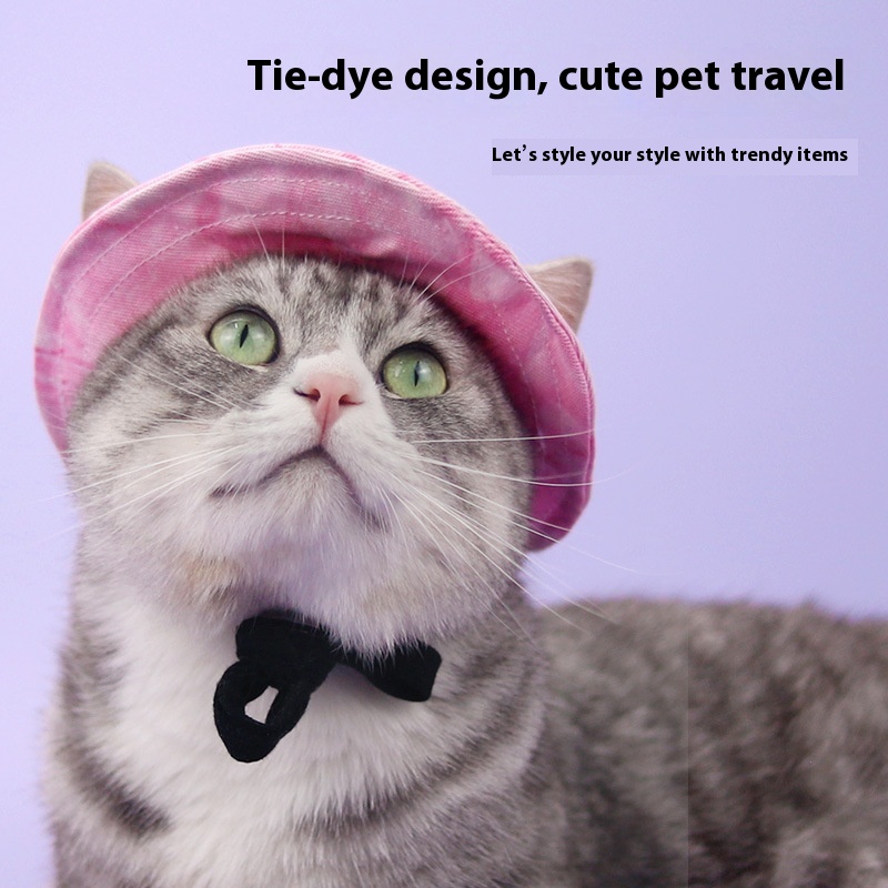 Adjustable Cat Hat for Summer Sun Protection - Fisherman Style with Ear Leakage