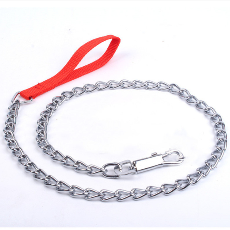 Durable Dog Traction Iron Chain with PU Handle - Metal Chain for Pet Control
