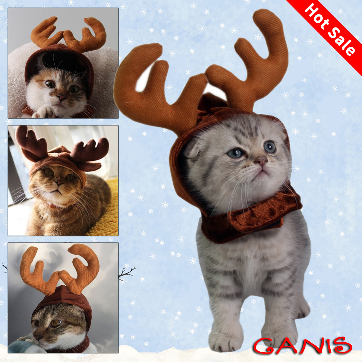 Christmas Reindeer Headband Cap for Cats and Dogs - Festive Elk Deer Hat