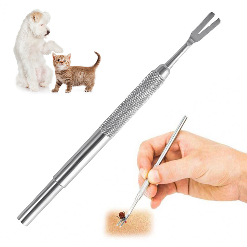 Stainless Steel Tick Tweezers - Professional Quick Removal Tool for Cats & Dogs, Essential Pet Supplies for Tick Removal